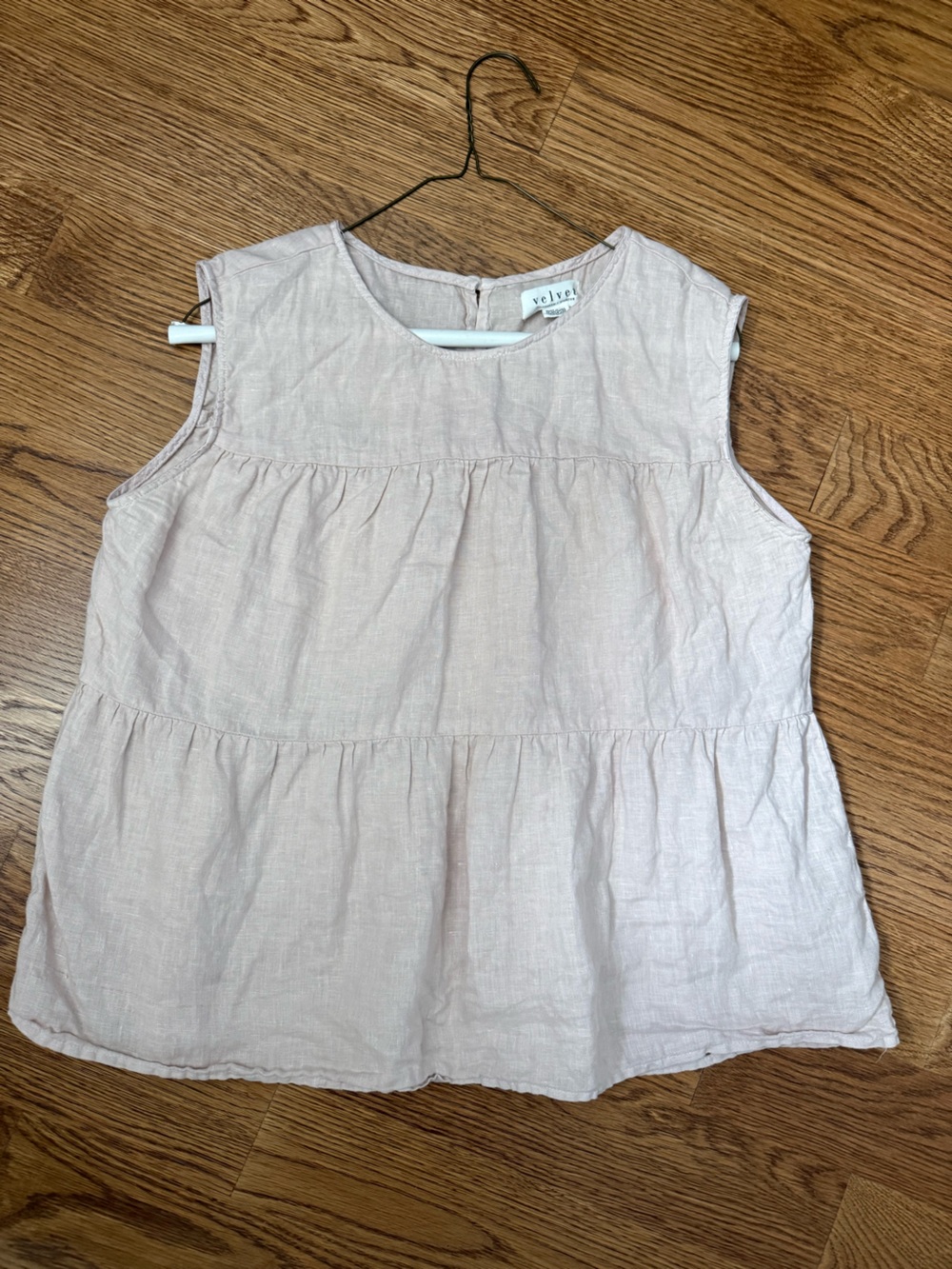 Velvet by Graham & Spencer dusty rose Sleeveless Tiered Linen Top